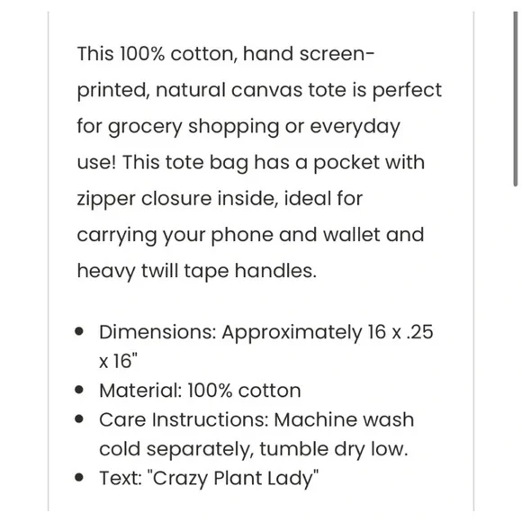 TAG Canvas Tote Crazy Plant Lady - Picture 2 of 7